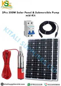 2C 350W Solar Panel with 24V 50m Head DC Pump + DC Breaker & Dropper – Complete Solar Water Pumping Kit