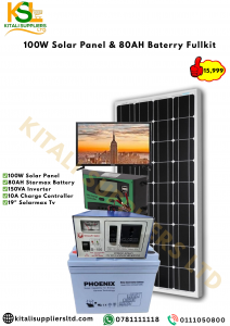 Kitali Energy™ 100W Solar Power Kit – Complete Off-Grid Solution with 80Ah Deep Cycle Battery, Charge Controller & Accessories