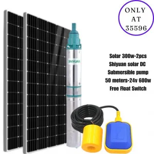 Solar 300w-2pcs Shiyuan solar DC Submersible pump 50 meters-24v 600w Free Float Switch