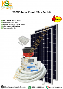 PowerSavr 500W Twin Solar Kit – Dual 250W Panels + Dual 40A Controllers + 6.0mm Dropper Cable + Clips & Conduits