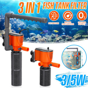 3 in 1 3/5W aquarium water pump submersible fish tank tropical marine filter XL