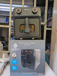 Nunix AF-06 6L Extra Large Multifunctional Air Fryer Oven – 1000W Manual Control, Oil-Free Healthy Cooking Appliance