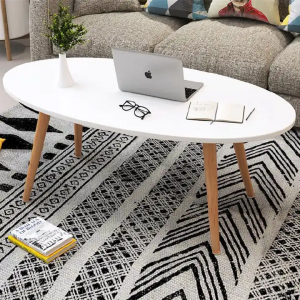 SheeLiving™ Nordic Wooden Oval Coffee Table – Modern Minimalist Centerpiece with Smooth Curves & Sleek Finish