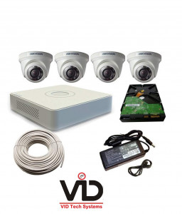 Hikvision 4 HD 2MP CCTV Cameras Full Kit Package-(With 500GB HDD +50M Cable + 4 Channel DVR + 1.5M Cable)