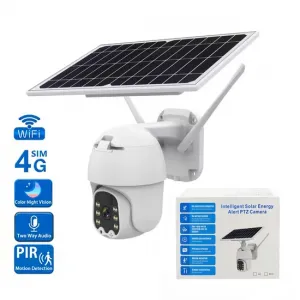Ptz 4G Solar Powered Camera- (6MP 4K Color Night Vision, PTZ, Motion Detection, Two-Way Audio)