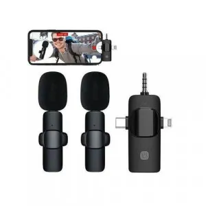 SoundProTech™ 3-in-1 Wireless Lavalier Mic System – Dual Mini Clip-On Mics for iPhone, Android & Cameras with Noise Reduction