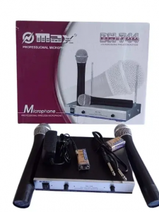 Max UHF Dual Wireless Microphone System with Sponge Covers – Professional Public Address Sound Solution