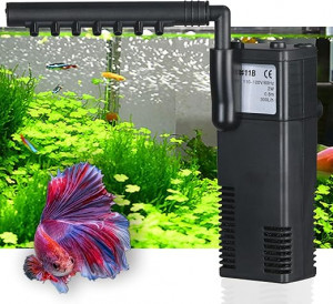 3 In 1 Silent Aquarium Filter Submersible Oxygen Internal Pump Sponge Water With Rain Spray