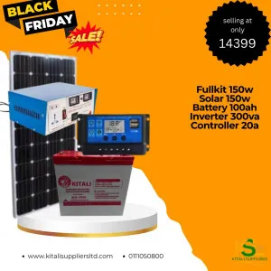 150W Solar Panel Kit with 100Ah Battery, 150VA Inverter & 20A Charge Controller