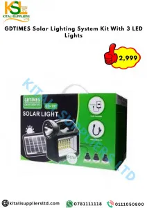 GDTIMES Solar Lighting System Kit With 3 LED Lights