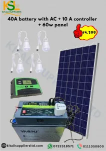 40A battery with AC + 10 A controller + 60w panel