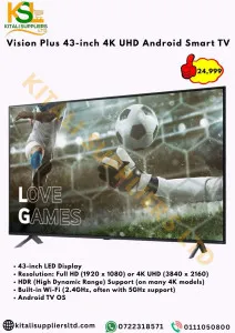 Vision Plus 43-inch 4K UHD Android Smart TV