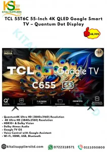 TCL 55T6C 55-Inch 4K QLED Google Smart TV - Quantum Dot Display