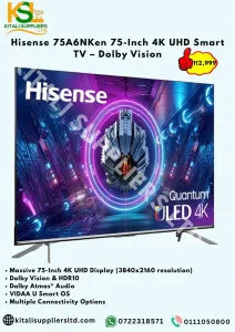 Hisense 75A6NKen 75-Inch 4K UHD Smart TV - Dolby Vision