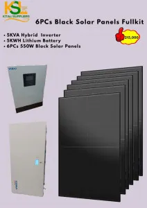6PCs Black Solar Panels Fullkit