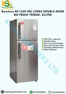 Ramtons RF/239 196 LITRES DOUBLE DOOR NO FROST FRIDGE, SILVER