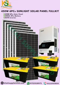 450W 6PCS SUNLIGHT SOLAR PANEL FULLKIT