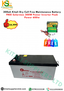 Kitali 200Ah Dry Cell Free Maintenance Battery + FREE Solarmax 300W/600W Peak Power Inverter