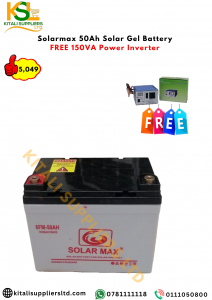 Solarmax 50Ah Solar Gel Battery + FREE 150VA Power Inverter – Reliable Backup Energy Kit