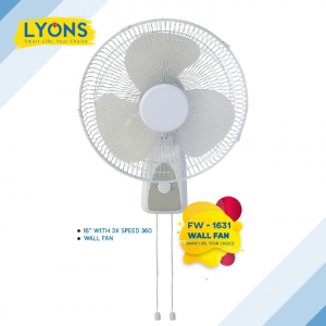 Lyons 16-Inch Wall Mount Fan – Powerful Airflow, Quiet Operation & Durable Motor with Speed Control Oscillation