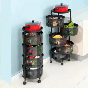 4-Tier Kitchen Plastic Fruit & Vegetable Rack Trolley – Durable, Food-Safe & Multi-Purpose Storage Organizer
