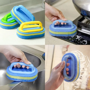 CleanMate™ Multi-Purpose Kitchen & Bathroom Cleaning Brush with Sponge Handle – Glass, Ceramic, Tile & Window Slot Cleaning Tool
