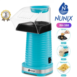 Nunix Hot Air Popcorn Maker – Oil-Free Healthy Popcorn Machine for Home & Kitchen
