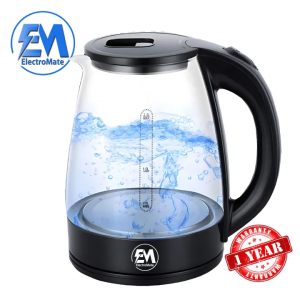 ElectroMate EM 2L Electric Glass Kettle – Fast Boil Electric Jug Heater for Hot Water, Tea & Coffee