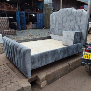 Chester 5x6 Bed – Elegant Upholstered Bed Frame, Light Gray Colour