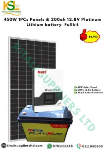1.5kVA Hybrid Inverter with 200Ah 12V Platinum Battery & 450W Solar Panel - Complete Solar Power Kit