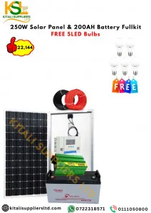 250W Solar Panel & 200Ah Battery Full Kit – FREE 5 LED Bulbs Included