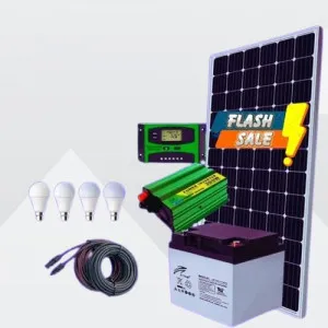 Complete 100W Solar Kit – 80AH Battery, 300W Inverter, 4 Bulbs & Cables | Ideal for Home or Shop