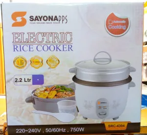 SAYONA PPS 2.2L Electric Rice Cooker with Automatic Cooking & Keep Warm Function – 750W