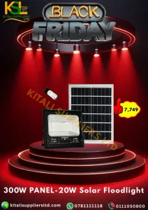 Black Friday Deal – 20W LED Solar Flood Light with 300W Solar Panel – Ultra Long Runtime Outdoor Security Light
