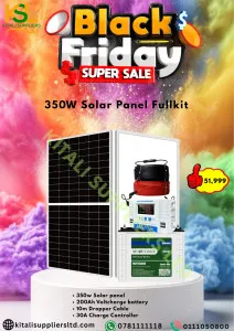 Black Friday Solar Starter Kit: 300W Panel, 200Ah VoltCharge Battery, 30A Controller + 10M Cable – Kitali Exclusive