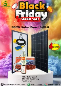 Solar Water Pump Kit: 300W Panel + 24V Pump (50m Head) + Float Switch – Black Friday Special!