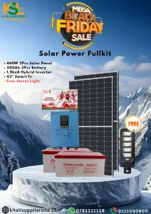 Black Friday Solar + TV Bundle – 2x 460W Panels, 1.5kVA Inverter, 2x 200Ah Batteries + 43” Smart TV | Kitali Suppliers Ltd