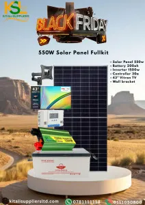 550W Solar Kit with 43" TV – 200Ah Battery, 1500W Inverter, 30A Controller & Wall Bracket