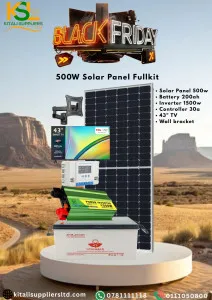500W Solar Kit with 43" Smart TV – 200Ah Starmax Battery, 1500W Inverter, 30A Controller & Wall Bracket