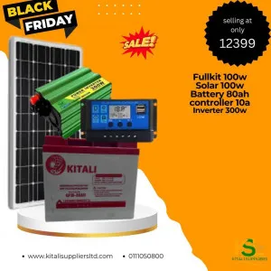 100W Complete Solar Kit – 80Ah Battery, 300W Inverter & 10A Controller | Off-Grid Starter System