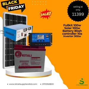 100W Complete Solar Kit – 80Ah Battery, 300W Inverter & 10A Controller | Compact Off-Grid Power Solution