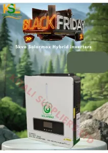 5KVA Hybrid Inverter – 48V DC Input, Pure Sine Wave Output, Dual Solar & Grid Charging, Smart LCD Display, Reliable Off-Grid and Backup Power Solution for Home & Business.