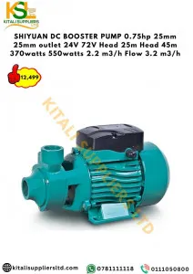 SHIYUAN DC Booster Pump 0.75HP, 25mm Outlet, 24V & 72V – 25m & 45m Head, 370W & 550W, Flow 2.2-3.2 m³/h