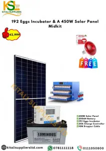 192 Eggs Incubator & 450W Solar Panel Mid Kit – High-Capacity Solar Poultry Hatching System