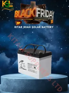 Ritar 80Ah Deep Cycle Sealed Lead Acid Battery – Maintenance-Free, Reliable Power Backup for Solar, Inverter, UPS, and Off-Grid Applications.