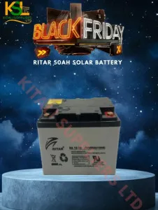 Ritar 50Ah 12V Sealed Lead Acid Battery – AGM VRLA, Maintenance-Free, Reliable Backup Power for Inverter, Solar, UPS, and Off-Grid Applications.
