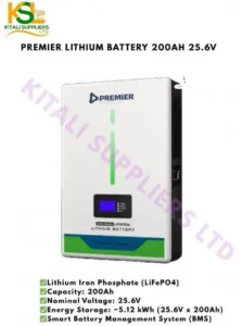 Premier 24 V 200 Ah Lithium Battery – High-Capacity 5.12 kWh LiFePO₄ Energy Storage for Homes, Solar, and Backup Power