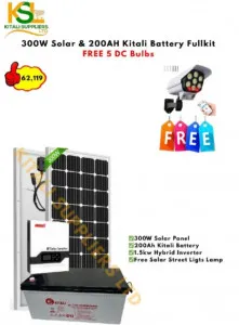 Complete 300W Solar Power Kit – 300W Solar Panel, 1.5kVA Inverter, 200Ah Battery & Free Motion Sensor Light for Home, RV, and Off-Grid Energy Solutions.