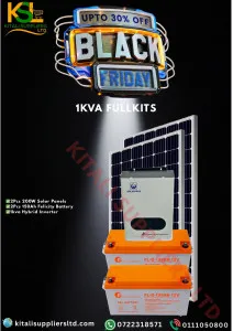 Complete 1KVA Solar Power Kit – 200W Solar Panels + 150Ah Felicity Batteries + 1KVA Solarmax Hybrid Inverter