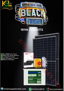 1KVA Solar Power Kit, 400W Solar Panels + 200Ah Luminous Battery + 1KVA Hybrid Inverter + KTK Changeover Switch + MCB Breaker